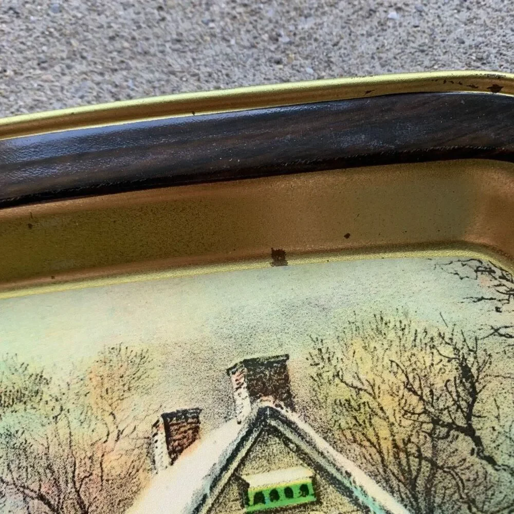 Currier & Ives American Homestead Winter Vintage Metal Tray